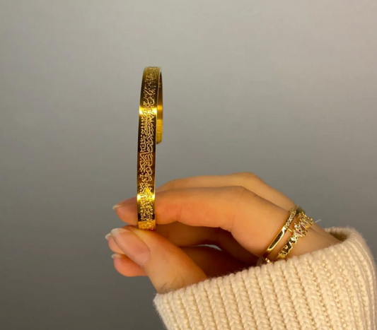 Ayat ul-Kursi Handcuffs –  18 k Gold Plated Spiritual Protection, Stylishly Worn